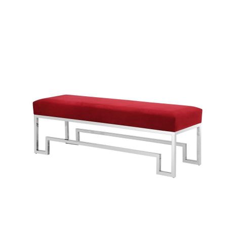 Shatana Home Laurence Bench In High Polish Steel And Burgundy Velvet pertaining to Laurence Benches A Deep Dive into Materials and Craftsmanship